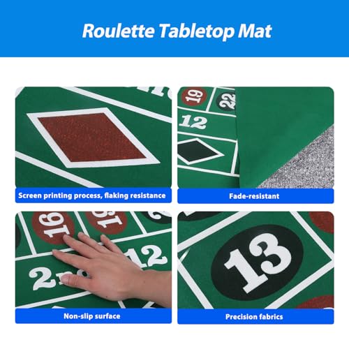 GSE Games & Sports Expert 36" x 72" Casino Layout Felt, Professional Casino Tabletop Mat for Parties, Casino Poker Game Night - style: Roulette