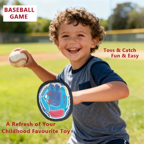 Toss and Catch Ball Game, Kids Toddler Baseball Catch Toy, Outdoor Game for Beach Pool Yard, Birthday Gifts for Boys Girls Age 3-12, 4 Paddles Sticky Ball and Catch Game