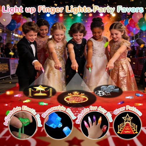 36 Pack Movie Night Party Favors LED Finger Lights, Glow in the Dark Light up Toys Supplies for Kids Birthday Party Goodie Bag Stuffer Classroom Prize Gifts - style: Movie Night