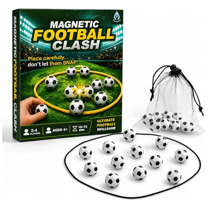 Magnetic Football Chess Game Set with 20 Magnetic Pieces & Storage Bag, Interactive Strategy Board Game for Adults, Portable Family Tabletop Game for Travel & Parties, 1–4 Players Ages 4+