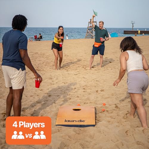 Lawn Die Wood Outdoor Toss Game Board - 24 x 46 in, 1 Target - Portable Folding Design for Yard Games - Unpredictable Silicone Dice for Lawn Games - style: Single Board