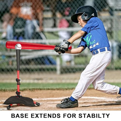 BaseGoal Baseball Tee for Kids,Youth Stand Set,Teeball Set,Youth Baseball,Softball Batting Tee Set,Easy Adjustable Height - style: Red-a