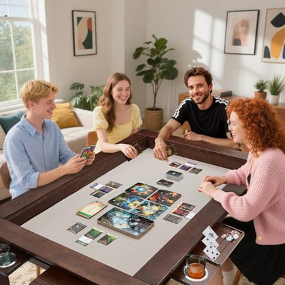 Haddockway 63" ×39“ Board Game Table with Removable Top, Solid Wood Dining/Gaming Table for 4-6 Players with Play Mat, 6 Detachable Cup Holders & 6 Hobby Trays (Warm Walnut) - color: Warm Walnut