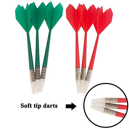 6 Pcs Soft Tip Darts for Dartboard – Replacement Darts for Belinlen Safety Dartboard – Recreational Game for Office, Family & Leisure – Green & Red, Ages 6+
