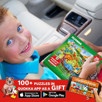 QUOKKA Magnetic Puzzles for Kids Ages 4-6 – 36 Pieces Sudoku Toddler Puzzles Ages 2-4 – Travel Games for Kids 3-5 – Jurassic Toddler Travel Toys – Car Airplane Road Trip Games for Boys & Girls - style: 9. DINO 36 PCS