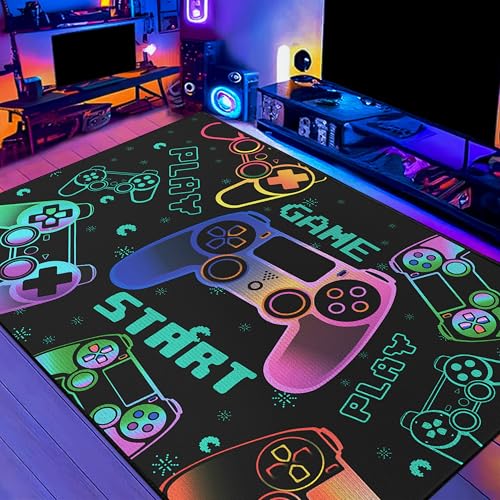 Play Gaming Rug for Bedroom Gamer Mat Gamepad for Boys Room 59"x39" for Playroom Decor Washable - color: Game01, size: 3'3"x 5'