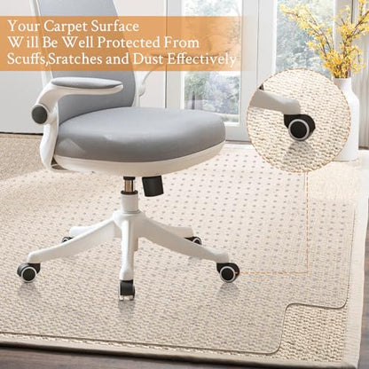 KMAT Office Chair Mat for Carpet, Computer Desk Mat,Anti-Slip Clear Desk Chair Mat for Home Rolling Chair,Heavy Duty Floor Protector for Office-Easy to Clean-45 x53 with Lip - size: 45"x53", style: Carpet Mat With Lip