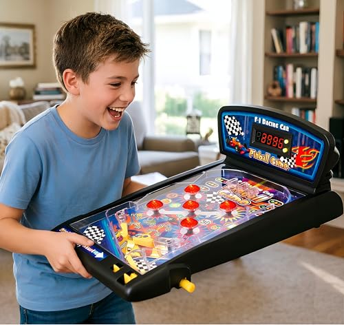 Arcade Pinball Game,Electronic Tabletop Pinball Machine for Kids and Seniors with Lights & Sounds,LED Digital Scoreboard,Age 6+