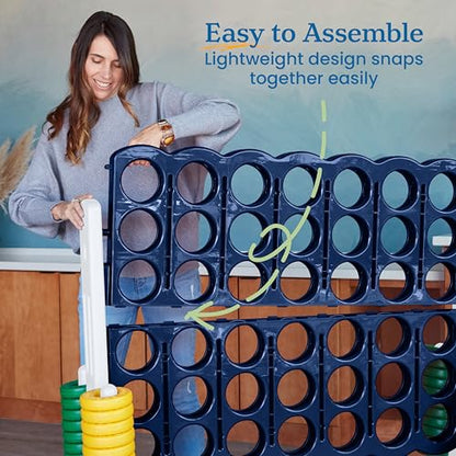 ECR4Kids Jumbo 4-to-Score Giant Game with 42 Rings and Reset Sliders, Kids Games, Blue/Gold - color: Blue/Gold