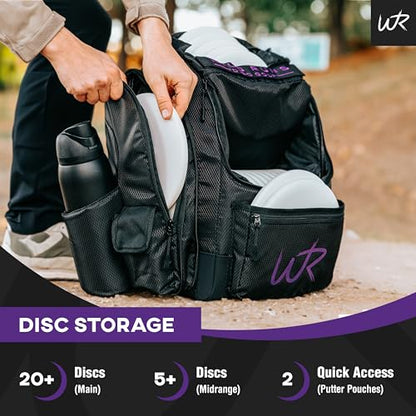 Premium Disc Golf Bag, 30+ Disc Capacity, Comfortable Shoulder Straps, Water-Proof Polyester Fabric