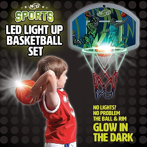 LED Light Up Basketball Toy Set for Boys and Girls, LED Light up Hoop and Basketball - Ages 4 and Up - style: LED Light Up