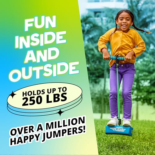 Flybar My First Foam Pogo Jumper for Kids Fun and Safe Pogo Stick, Durable Foam and Bungee Jumper for Ages 3 and up Toddler Toys, Supports up to 250lbs (Blue) - color: Blue