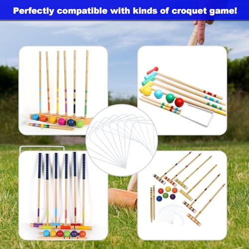 OUTOSS-Croquet Wickets, Set of 9 Pcs,White Plastic Coating | Wicket Replacement for Croquet Game, White Plastic Coating,6*9 Inches,Wire Thickness 3mm