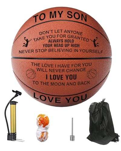 KAAYEE Engraved Basketball for Grandson, Engraved Basketball for Son from Mom Dad, Personalized 29.5" Basketballs Gifts, Custom Christmas Birthday Graduation Back to School Gift for Son from Mom Dad - color: to Son