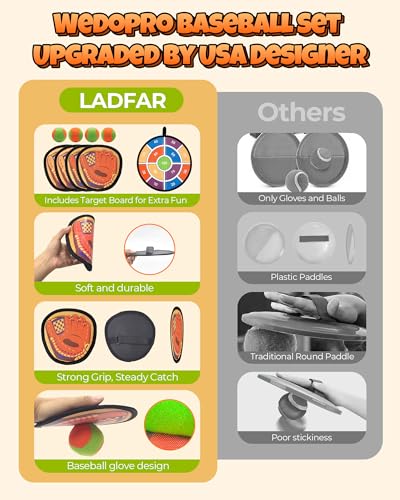 Toss and Catch Ball Game Set, 2 in 1 Kids Toddler Baseball Glove & Target Board, Sticky Catch Toy Outdoor Toys, Backyard Beach Yard Outside Games, Birthday Gift for Boys Girls Ages 3+ - color: Orange & Sand