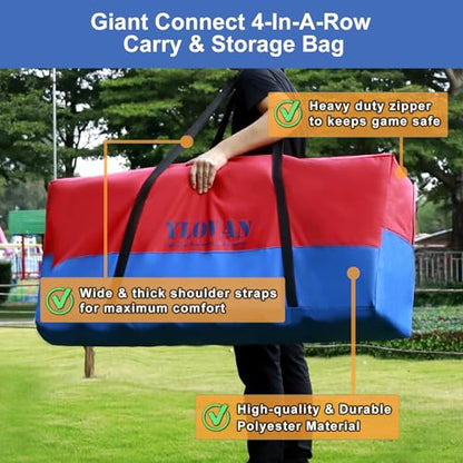 YLOVAN Giant Game Carry Storage Bag for Jumbo 4 in A Row, Large Sturdy Carrying Bag Easily Transport Store Life Size, Take Your 4-in-a-Row Anywhere (Game Not Included) | Giant Connect Game Four in A Row Large Carrying Bag Easily Transport Store Life Size