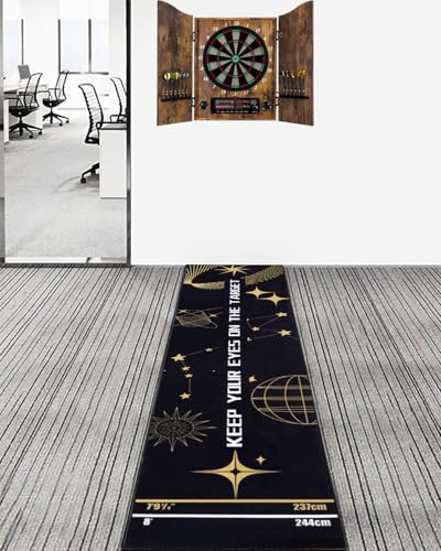 Professional Darts Mat with Oche Line System & Throw Lines – Premium Dart Mat for Floor Steeldart & Soft Darts | 260x60 cm | with Throwing Line - Ideal as a Gift - style: Fashion