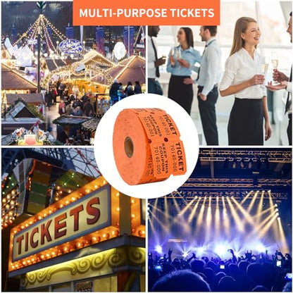 L LIKED Raffle Tickets Double Rolls 1000 Per Roll 50/50 Raffle Tickets for Events,Carnivals, Entry, Class Reward, Prizes(Orange) - color: 1000 Orange