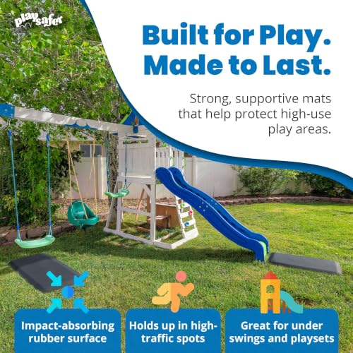 Playsafer Playground Safety Rubber Wearmat for Swingsets and Slides - 1" Thick X 24" W X 40" L (2 Pack, Brown) - color: Brown, size: 2 Pack (40" L x 24" W x 1" Thick)