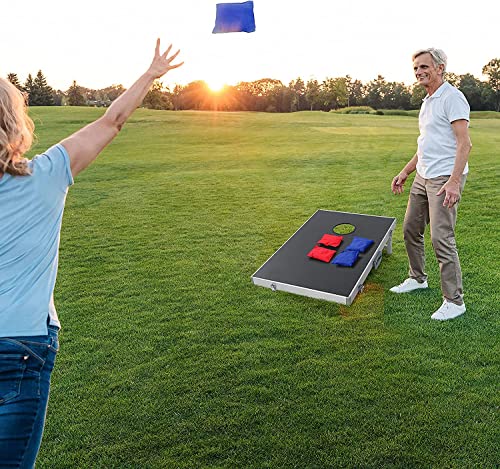 ZENY Cornhole Set 3x2 ft, Portable Corn Hole Boards, Outdoor Backyard Game for Adult Family, Foldable Aluminum Cornhole Boards