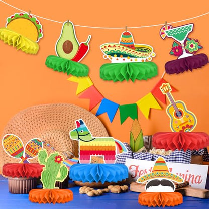 Fiesta Party Decorations - Authentic Mexican Themed Honeycomb Centerpiece for Cinco De Mayo, Taco Parties, Birthdays & Day of the Dead Celebrations - style: Fiesta