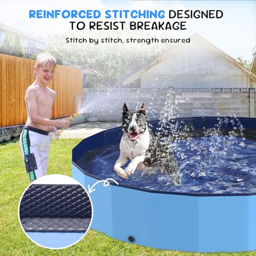 97'' Foldable Dog Pool, Kiddie Pool, Plastic Non-Slip Kids Pools, Heavy Duty Dog Pad for Large Dogs, Oversized Pet Dogs Bathtub, Indoor and Outdoor Kids Pet Wading Pools - size: XXXXXL - 97*16 IN - 511 Gal