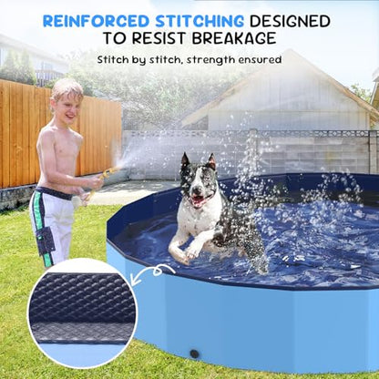 97'' Foldable Dog Pool, Kiddie Pool, Plastic Non-Slip Kids Pools, Heavy Duty Dog Pad for Large Dogs, Oversized Pet Dogs Bathtub, Indoor and Outdoor Kids Pet Wading Pools - size: XXXXXL - 97*16 IN - 511 Gal