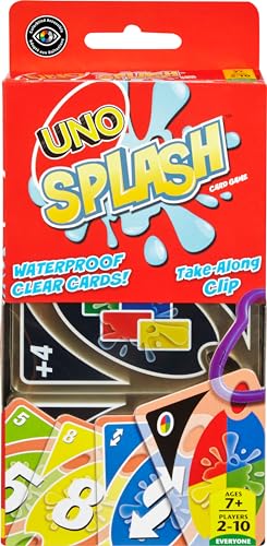 Mattel Games UNO Splash Card Game with Waterproof Cards and Portable Clip for Travel, Camping and Game Nights Away - style: Uno Splash