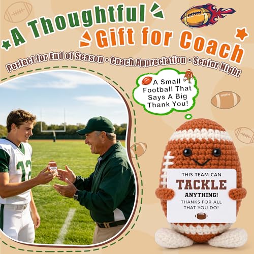 Appreciation Football Team Gifts for Men Women, Appreciation Gifts for Coworkers Women Men Employees Team, Cheer Gift Bulk for Teams, Handmade Crochet Football Desktop Decorations Thank You Present - style: team