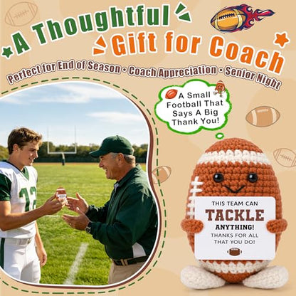 Appreciation Football Team Gifts for Men Women, Appreciation Gifts for Coworkers Women Men Employees Team, Cheer Gift Bulk for Teams, Handmade Crochet Football Desktop Decorations Thank You Present - style: team