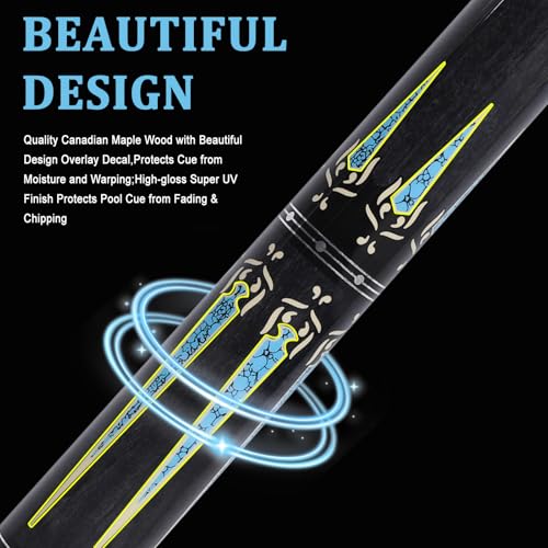 CUEELF Carbon Fiber Pool Cue 2 Pieces Cue Stick with 12.5mm Tip Professional Low Deflection Billiard Pool Sticks with 3/8 * 8 Pin Joint - color: Grey