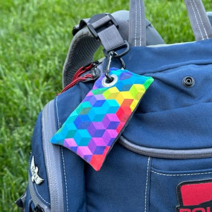 HYZER HOUND DISCS Disc Golf Chalk Bag | Dry Your Hands in the Heat of Summer | Attaches to Bag with a Carabiner | Improve Your Hand Grip for Consistency | Essential Disc Golf Accessories | Chalk - color: Rainbow Cubes