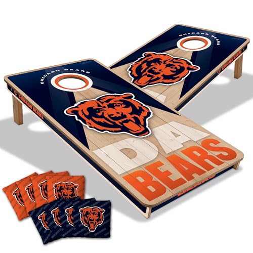 YouTheFan NFL 2' x 4' Slogan Series Professional Wood Cornhole Game with Logo Bags - color: Chicago Bears