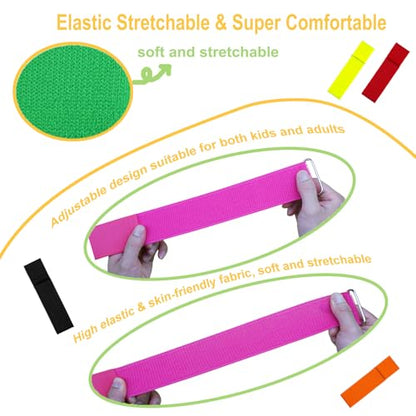 6 Pack 3 Legged Race Bands Colorful Firm Elastic Tie Rope for Outdoor Fun (6)