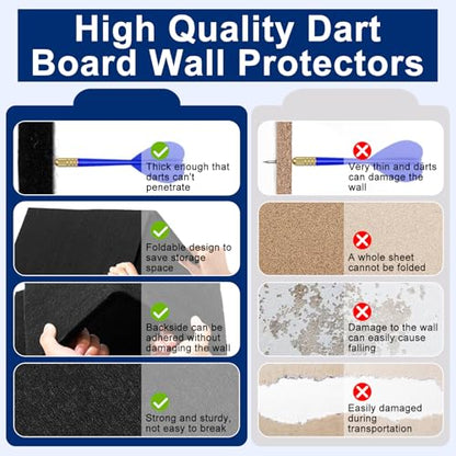 Dart Board Wall Protectors, Black Felt Wall Tiles Cork Dartboard Backing Wall Protector, 36" H X 25" W X 0.5" Square Dartboard Alternative Dart Accessories