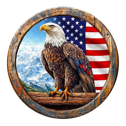 KAAYEE Wooden Puzzles for Adults, 3D Vision Effect Bald Eagle Wooden Jigsaw Puzzle Unique Shape Wood Puzzle Adult, 3D Effect Flat Puzzle Birthday Gifts Family Game (L-13.4 * 13.4in-300pcs) - size: Large