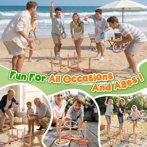 Peradix Ring Toss Game for Kids, Indoor & Outdoor Fun Holiday, Easy Setup & Magnetic Extension, Lawn Yard Games Outdoor Adults Family Party Backyard Beach Outside Game Toys, 26 Rings & Carrying Bag