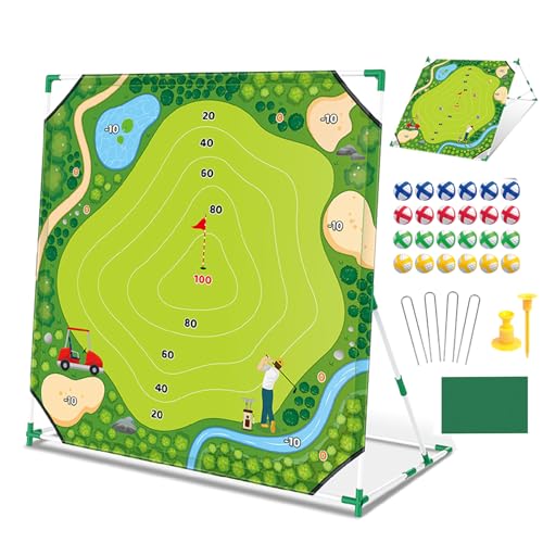 Mostop Golf Chipping Game Set: Indoor Outdoor Golf Target Game Set Includes 24 Balls, Scoreboard, Club, Carrying Bag, 2 Adjustable Angles, Fun Family Outdoor Toys for Kids Teens Adults