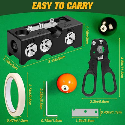 Billiards Pool cue Tips Replacement kit, Professional Pool Cue Tip Repair Kit, Portable Cue Stick Tool for Shaping and Replacing Tips, Complete Billiards Accessories
