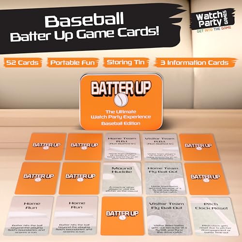 WATCH PARTY GAMES Batter UP Live Baseball Card Game for Sports Fans, Party Nights & Family Fun