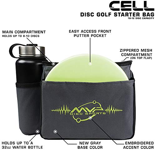MVP Disc Sports Cell Disc Golf Starter Bag (Choose Your Favorite Color) - color: Gray/Lime