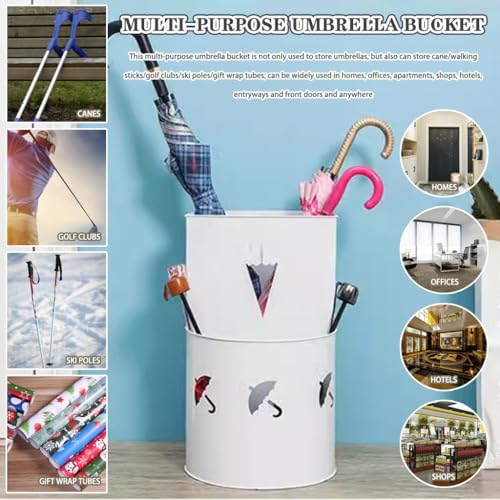 Modern and Simple Cylindrical Umbrella Stand Indoor Holder - Hotel Creative Hollow Partition Bin, Cane Storage Rack - color: White