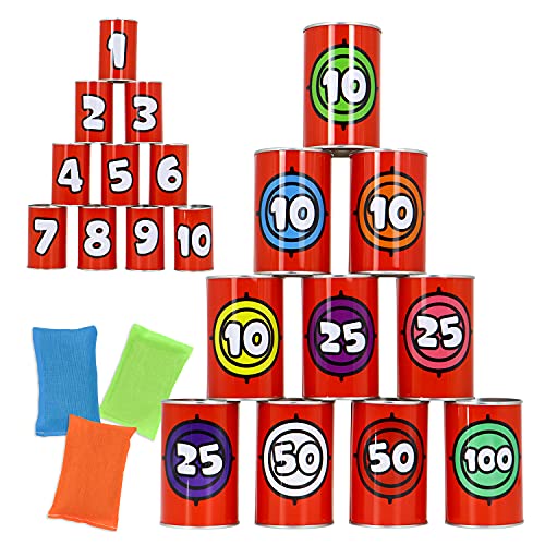 JOYIN 13 Pcs Carnival Party Bean Bag Toss Game, Sturdy Knockdown Can, Birthday Easter Party, Family, Best Outdoor and Indoor Games, Easter Egg Hunt for Classroom Gifts (Number Style) - style: Number