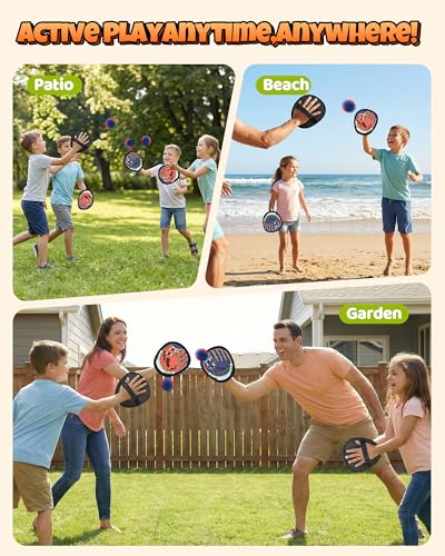 Toss and Catch Ball Game Set, 2 in 1 Kids Toddler Baseball Glove & Target Board, Sticky Catch Toy Outdoor Toys, Backyard Beach Yard Outside Games, Birthday Gift for Boys Girls Ages 3+ - color: Blue & Red