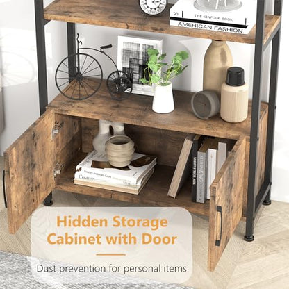 GAOMON Bookshelf with Door, 71.5 Inch Tall Bookcase with Storage Cabinet Shelf, 4-Tier Modern Display Shelf for Bedroom Living Room - color: Black