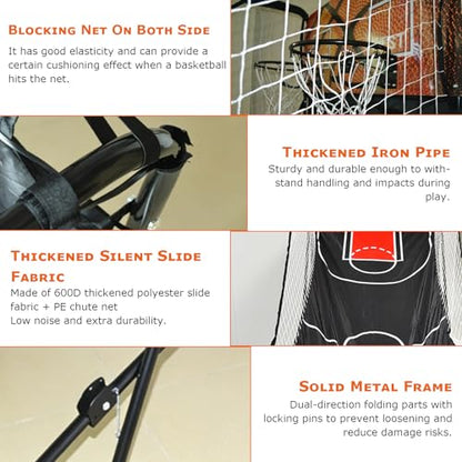Dual Shot Arcade Basketball Game, 8 Modes Arcade Basketball Game with LED Electronic Scorer Timer Foldable Double Shootout Game 5 Balls for All Players Home Playground Game Halls