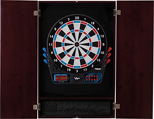 Viper Metropolitan Solid Wood Cabinet & Electronic Dartboard Play-Ready Bundle - color: Mahogany, style: Standard Set