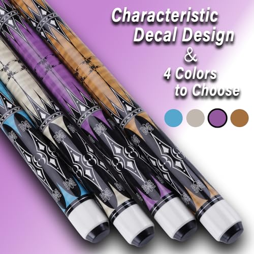 13mm 58 Inch 19 20 oz Billiard Pool Cue Stick, 1/2 Maple Billiard Pool Stick, House Bar Pool Table Sticks for Men - color: Purple 20 oz