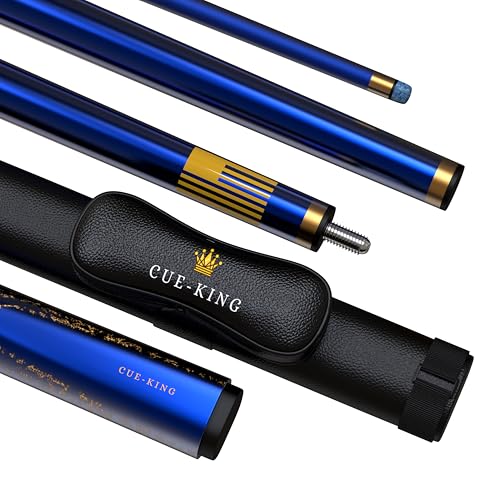 Cue-King Premier Pool Cue 58" 20oz 2 Piece with 9.5mm Premium Tip and Leather Case, Pool Stick, Cue Stick, Billiard Cue Stick, Taco De Billar, Pool Table Stick, Billiard Stick