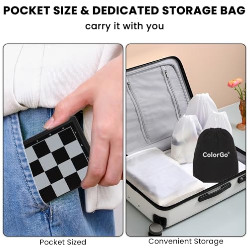 5 in 1 Mini Travel Games Set with 4 Foldable Chess Boards and 5 Sets of Chess Pieces - Magnetic Checkers, Chess,Ludo, Reversi, 4 in a Row Game & Storage Bag, Mini Games for Road Trip, Camping,Party